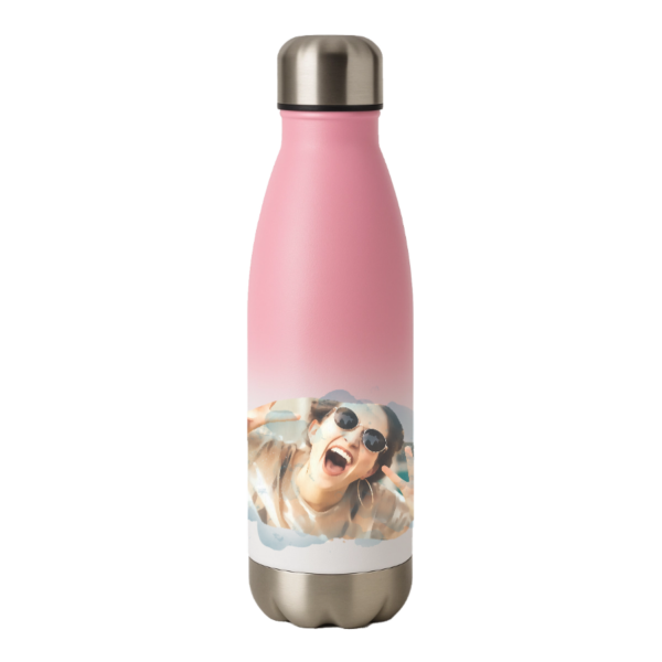 Merktur vatnsbrúsi með þinni mynd