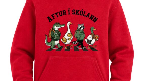 Skólapeysa fyrir börn – Aftur í skólann – krókódíll og vinir